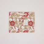 Block printed gift bag in Wild Rose Winter Red pattern, Medium size