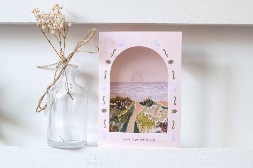 'Proud of you' Beach Arch Window Congratulations Card