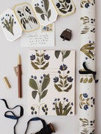 Four Floral Blue Botanical Luxury Gift Wrap Papers