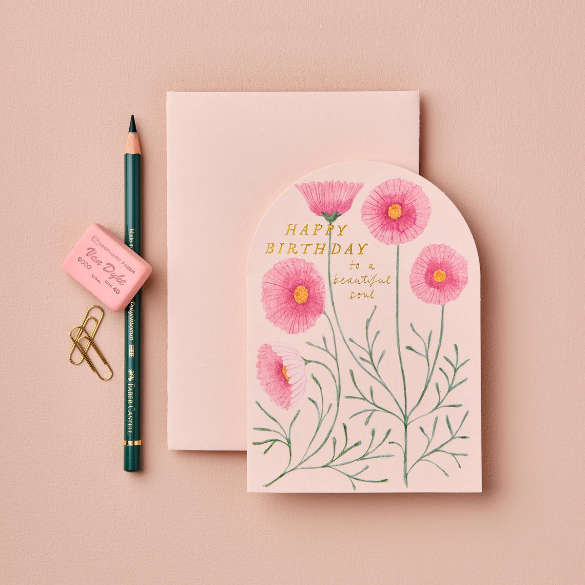 Pink Cosmos 'Happy Birthday to a Beautiful Soul' Card