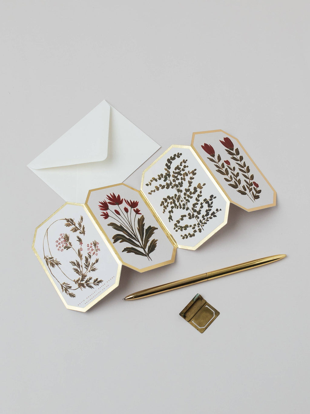 Botanical Red Flower Concertina Mini Card