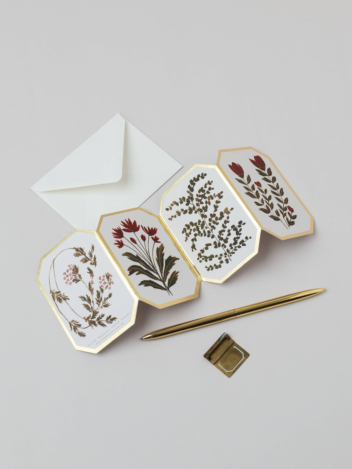 Botanical Red Flower Concertina Mini Card