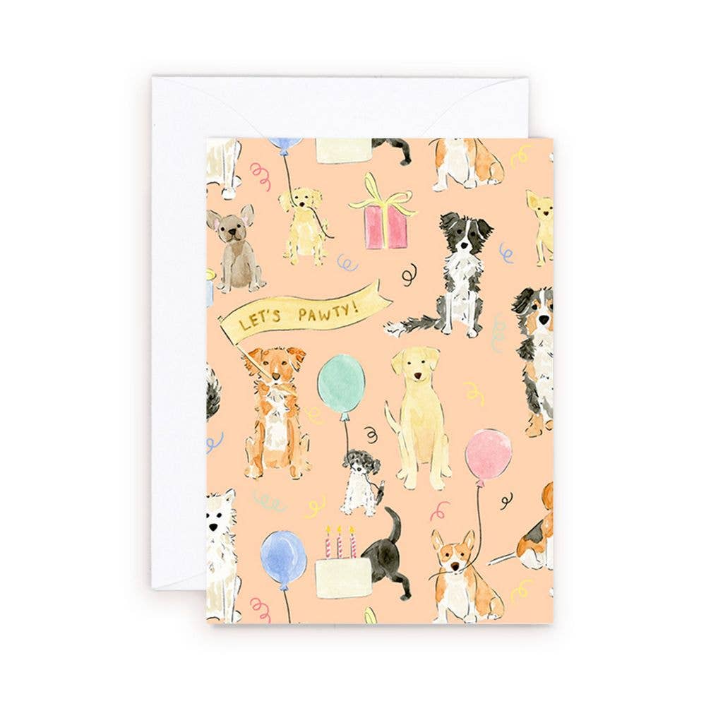 'Let's Pawty!' Mini Birthday Card