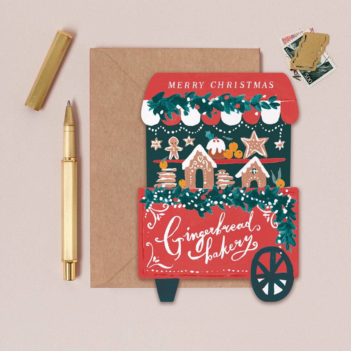 Gingerbread Cart Christmas Card