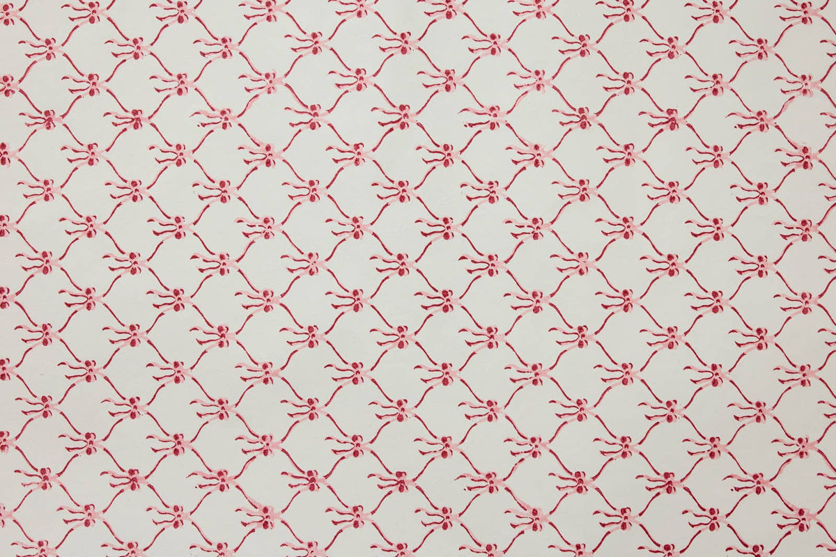 Block Printed Wrapping Paper Sheets - Bows Christmas Pudding