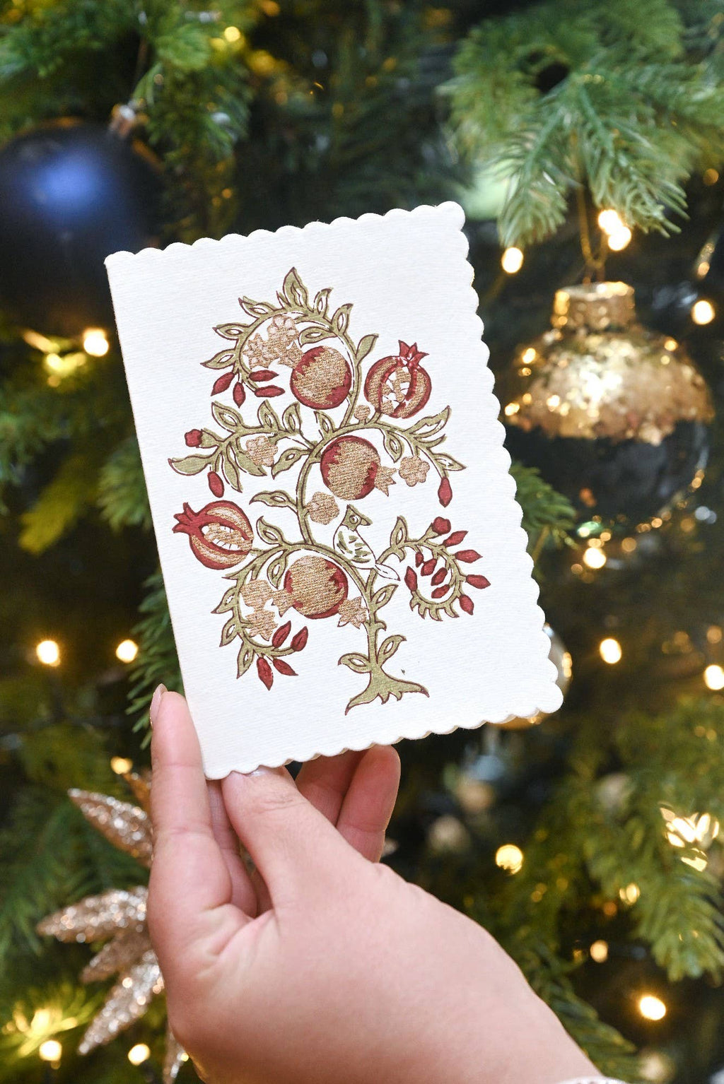 Block Printed Greeting Card - Anaar Scarlet