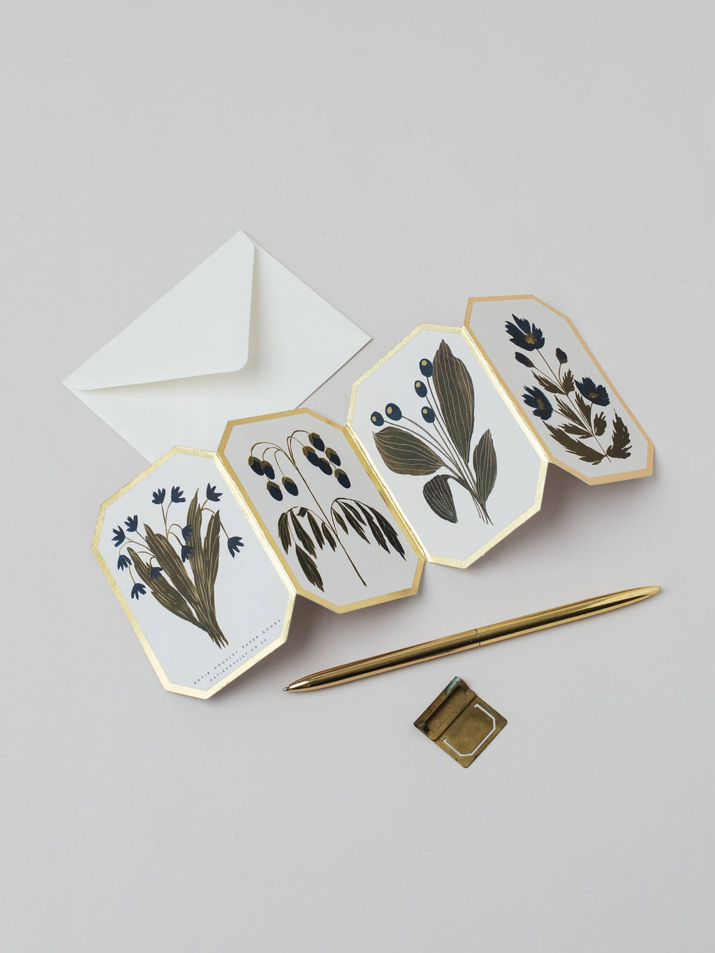 Botanical Blue Flower Concertina Mini Card