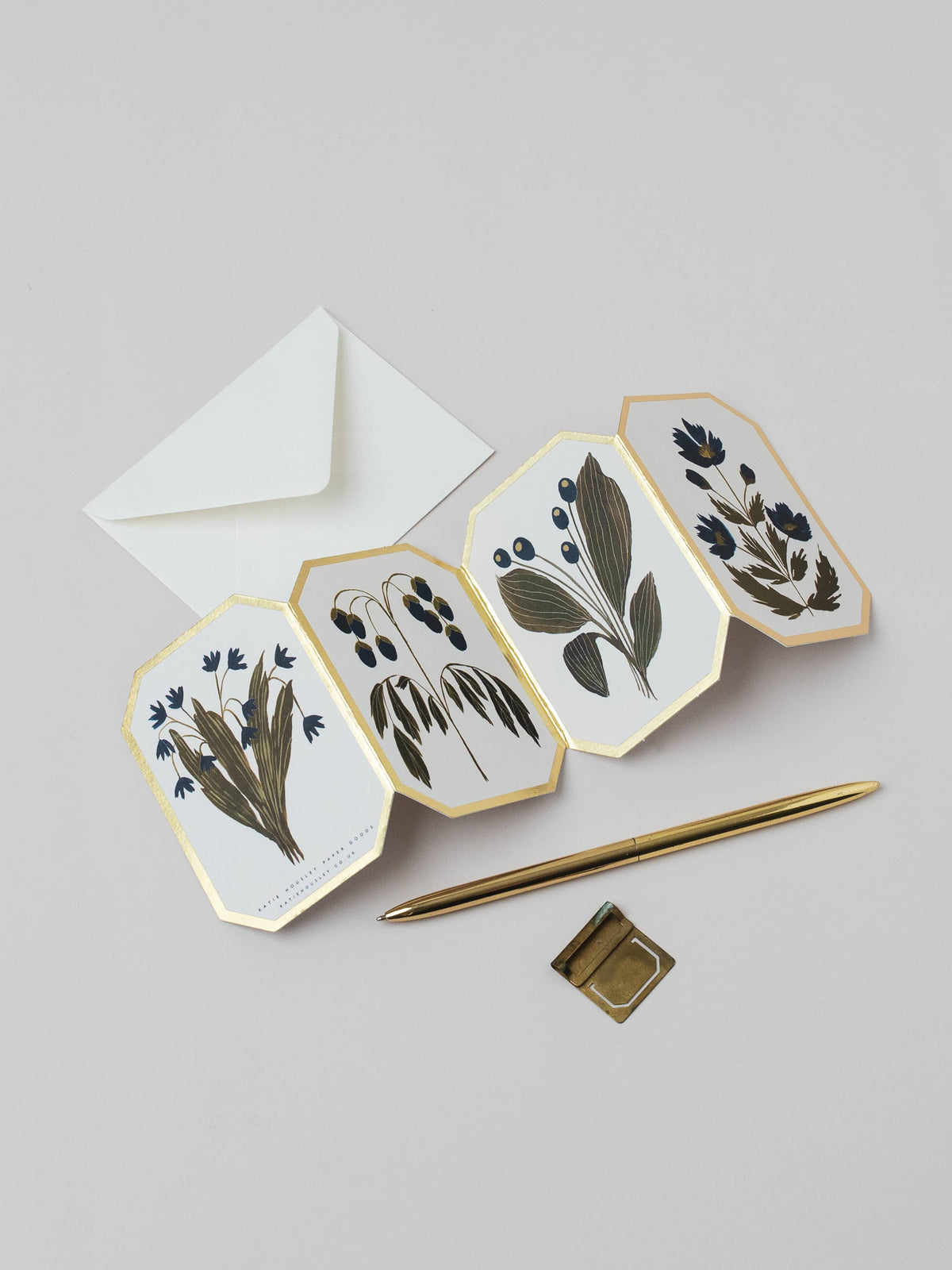 Botanical Blue Flower Concertina Mini Card