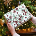 Block Printed Wrapping Paper Sheets - Pomegranate Cherry