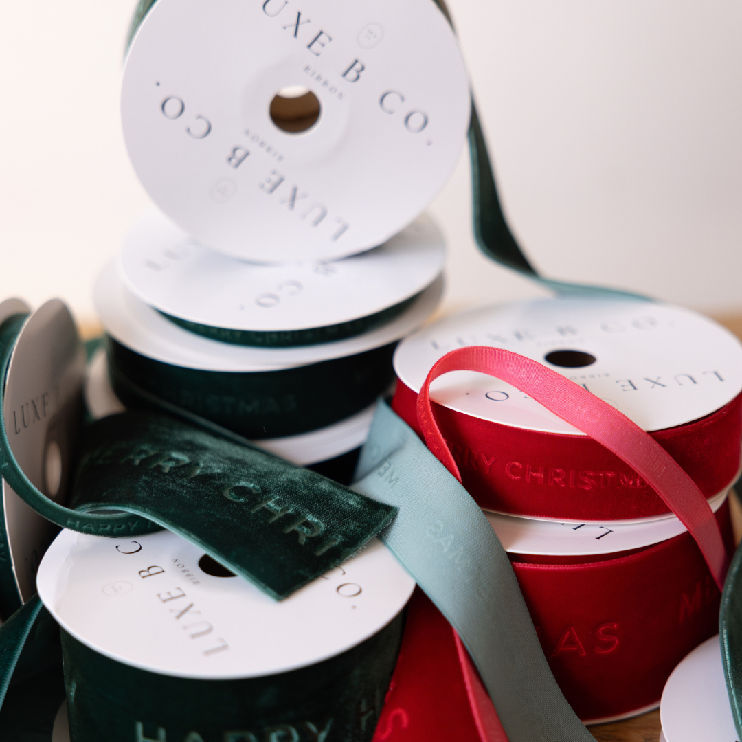 Green 'Merry Christmas' Velvet Ribbon