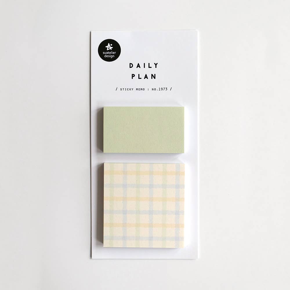 Sticky Notes - Daily Plan (Blue & Yellow Gingham)