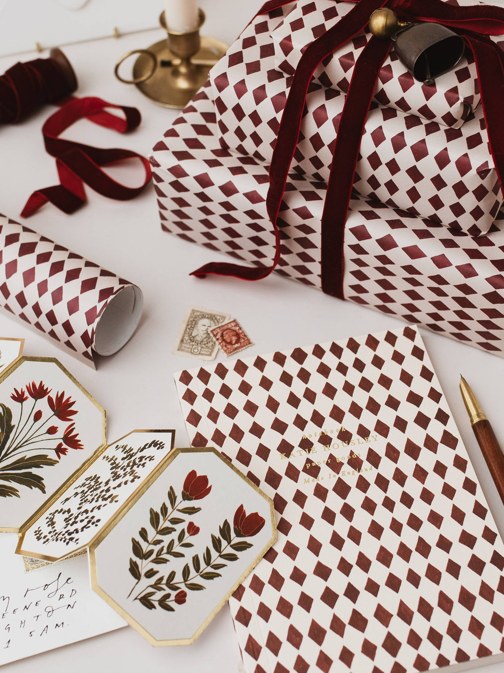 Botanical Red Flower Concertina Mini Card