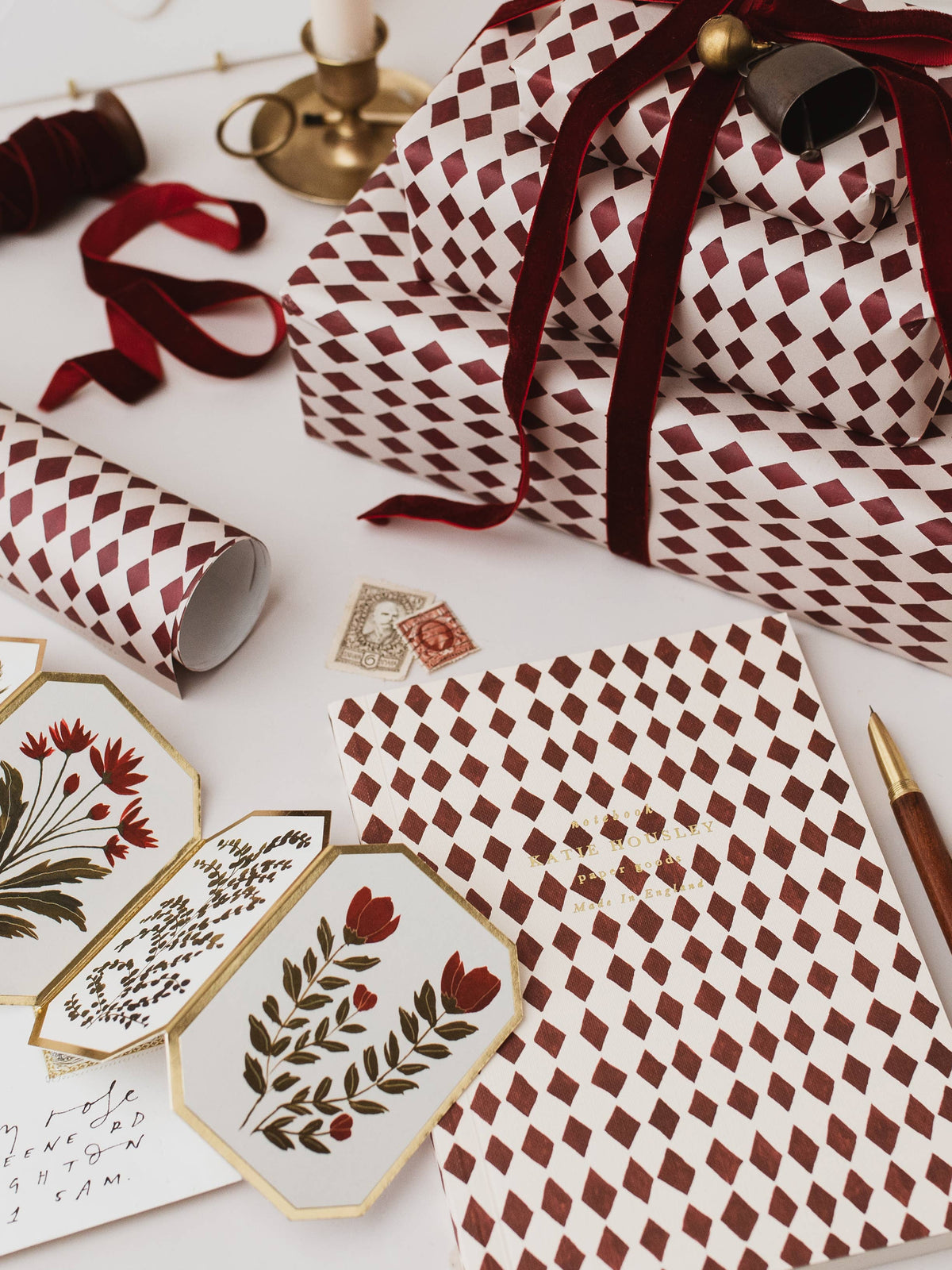 Botanical Red Flower Concertina Mini Card
