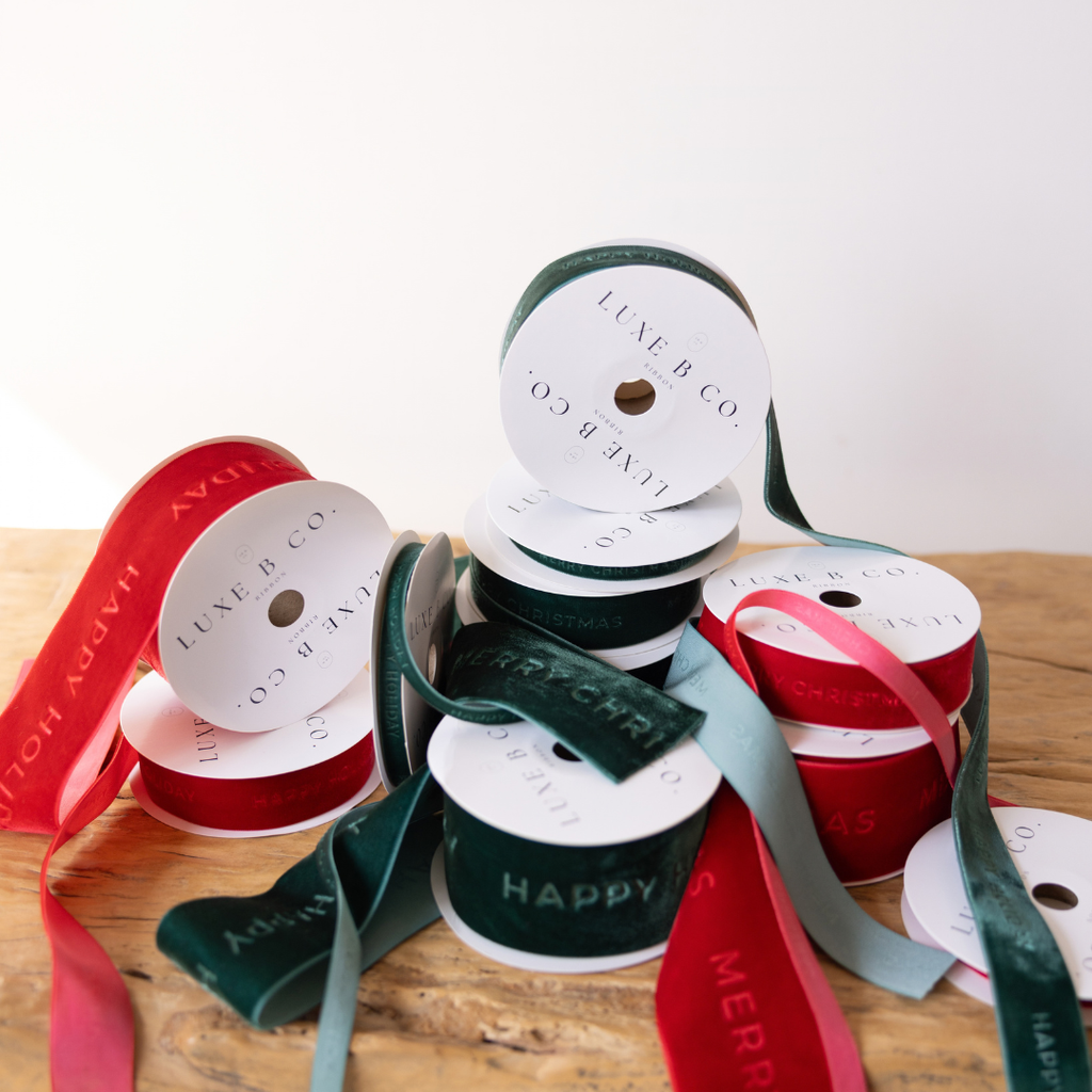 Green 'Merry Christmas' Velvet Ribbon