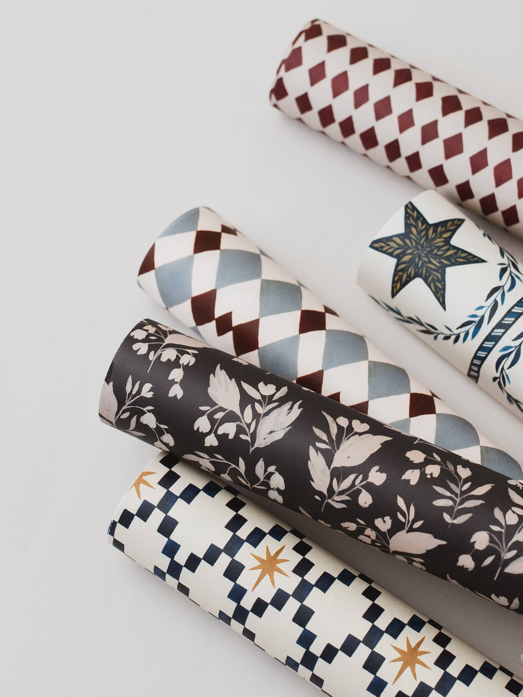 Blue Moon Stars Christmas Botanical Luxury Gift Wrap Papers
