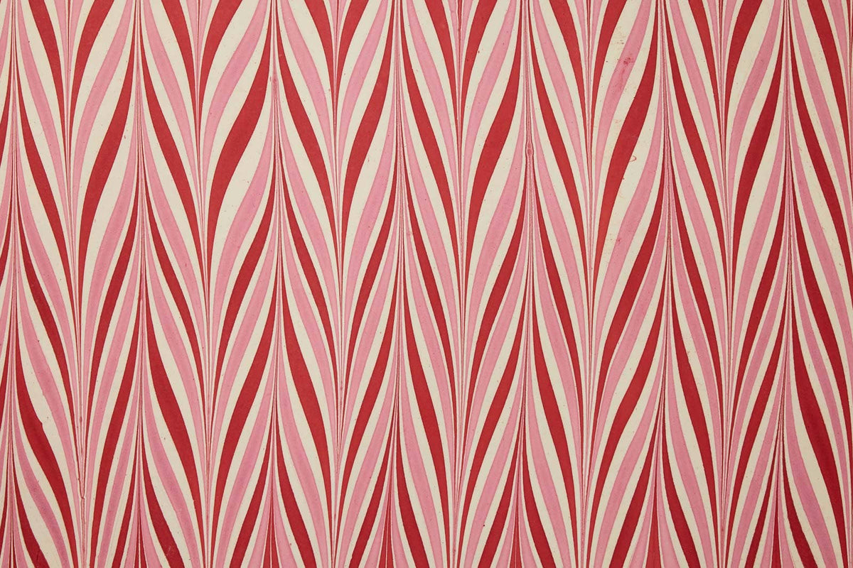 Hand Marbled Wrapping Paper Sheets - Candy Stripes Berry Tinsel