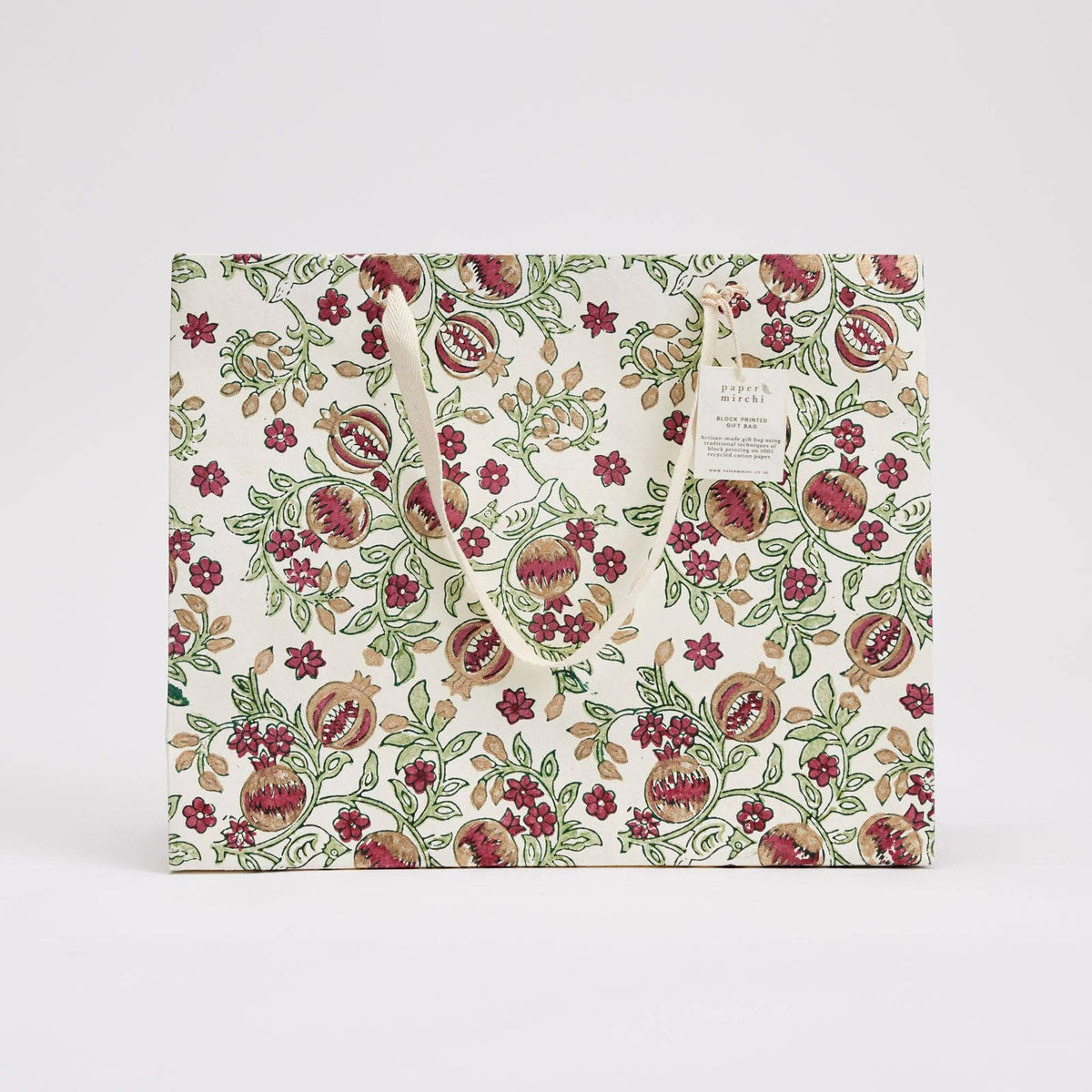 Block Printed Gift Bag - Pomegranate Cherry