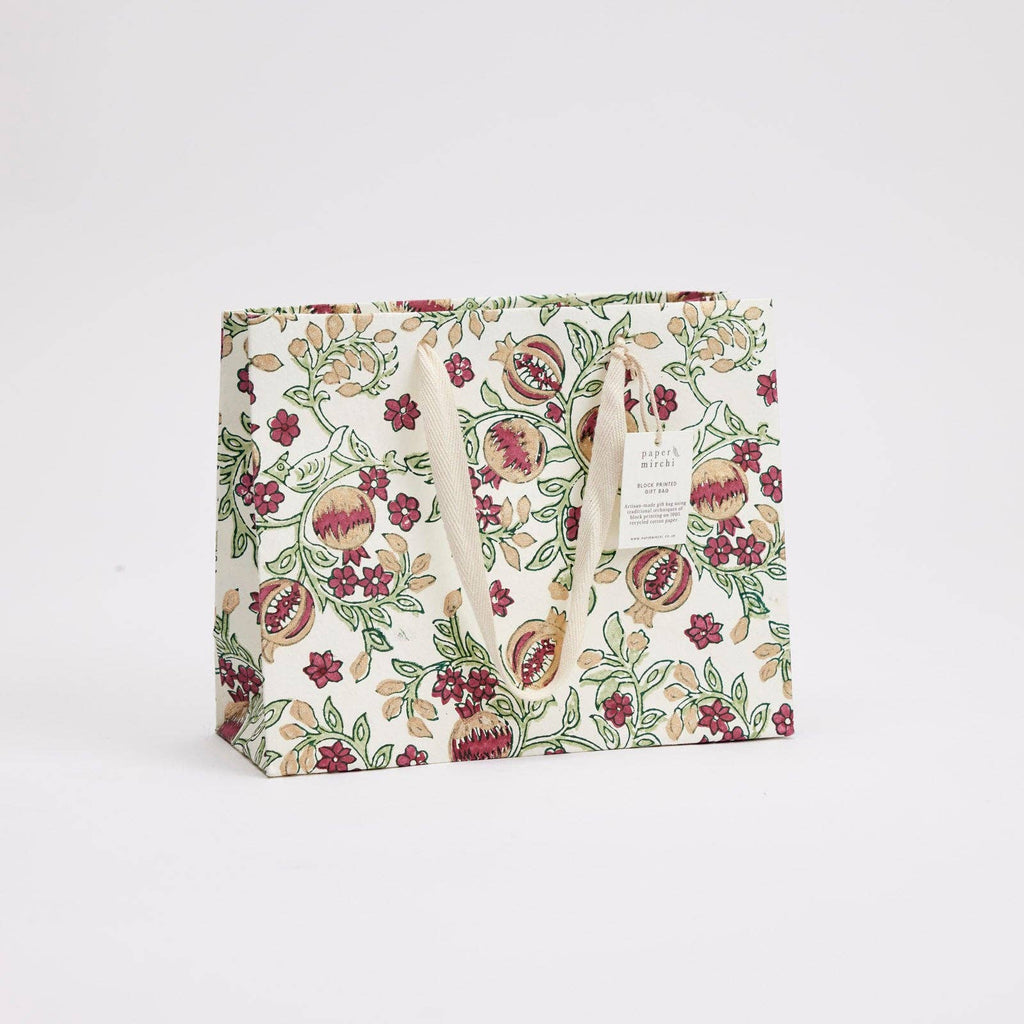 Block Printed Gift Bag - Pomegranate Cherry