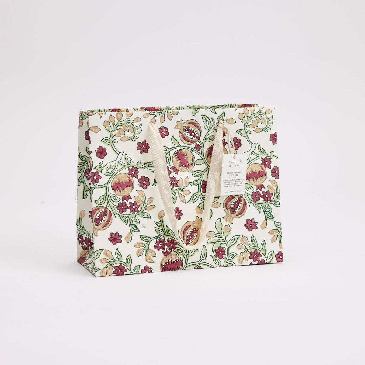 Block Printed Gift Bag - Pomegranate Cherry