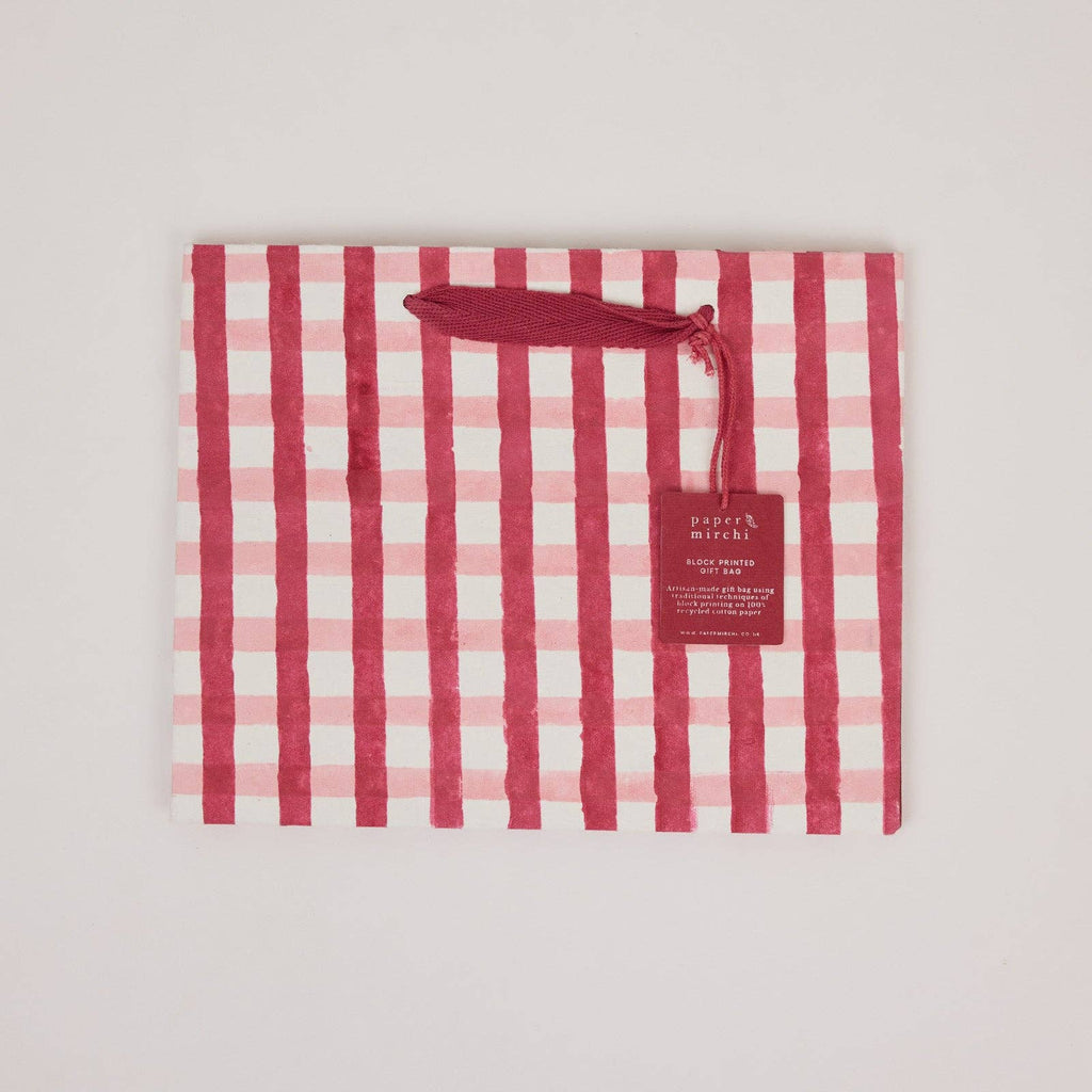 Block Printed Gift Bag - Gingham