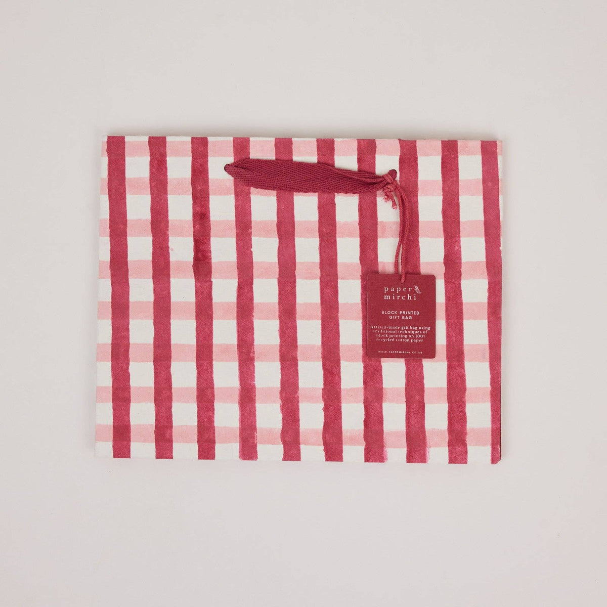 Block Printed Gift Bag - Gingham