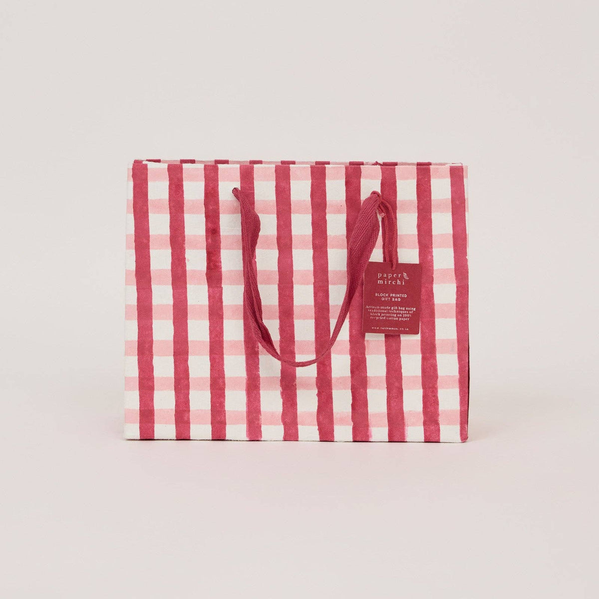 Block Printed Gift Bag - Gingham