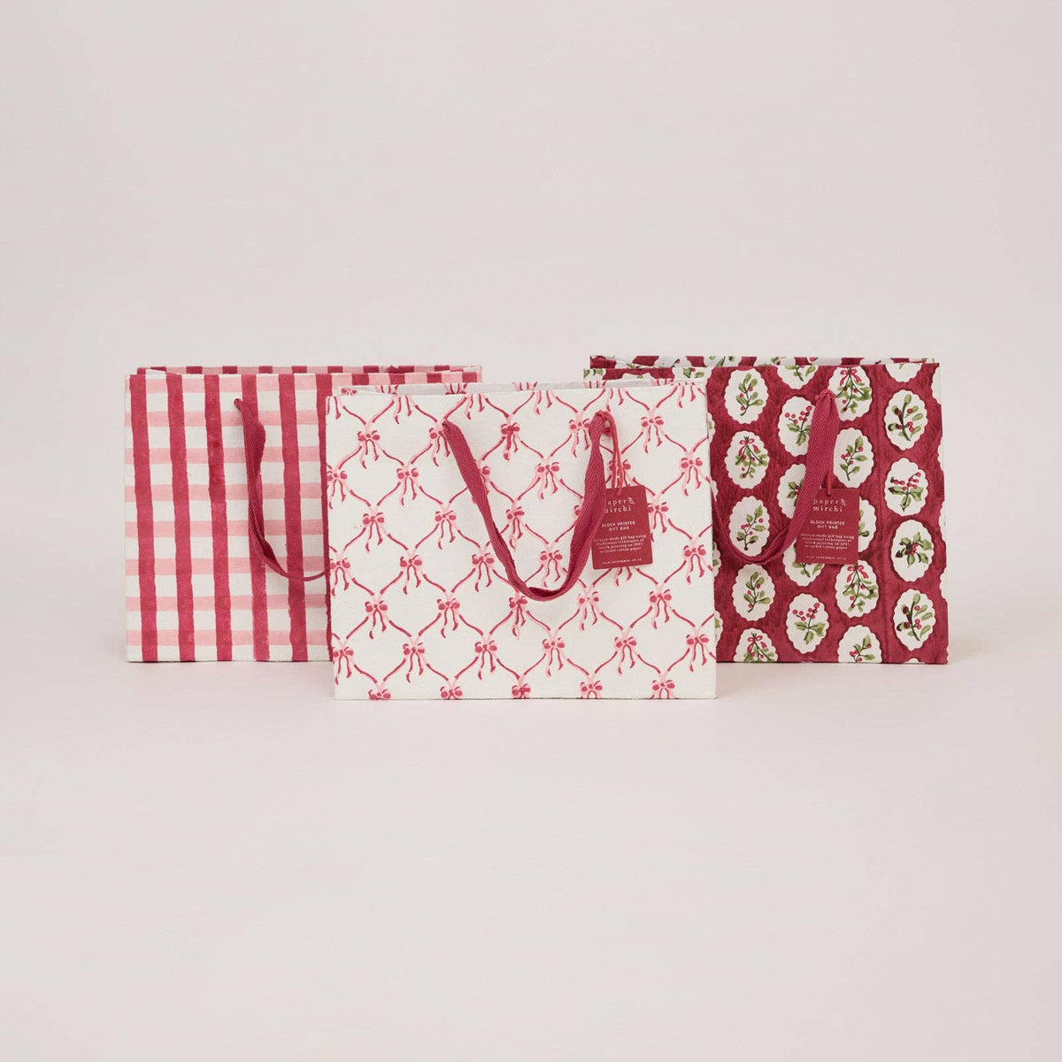 Block Printed Gift Bag - Gingham
