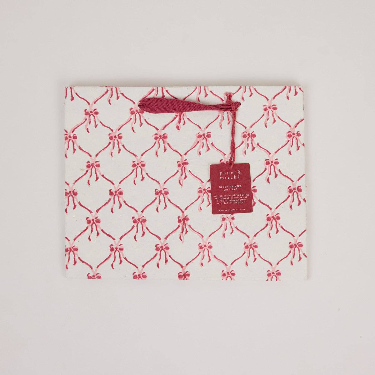 Block Printed Gift Bag - Bows