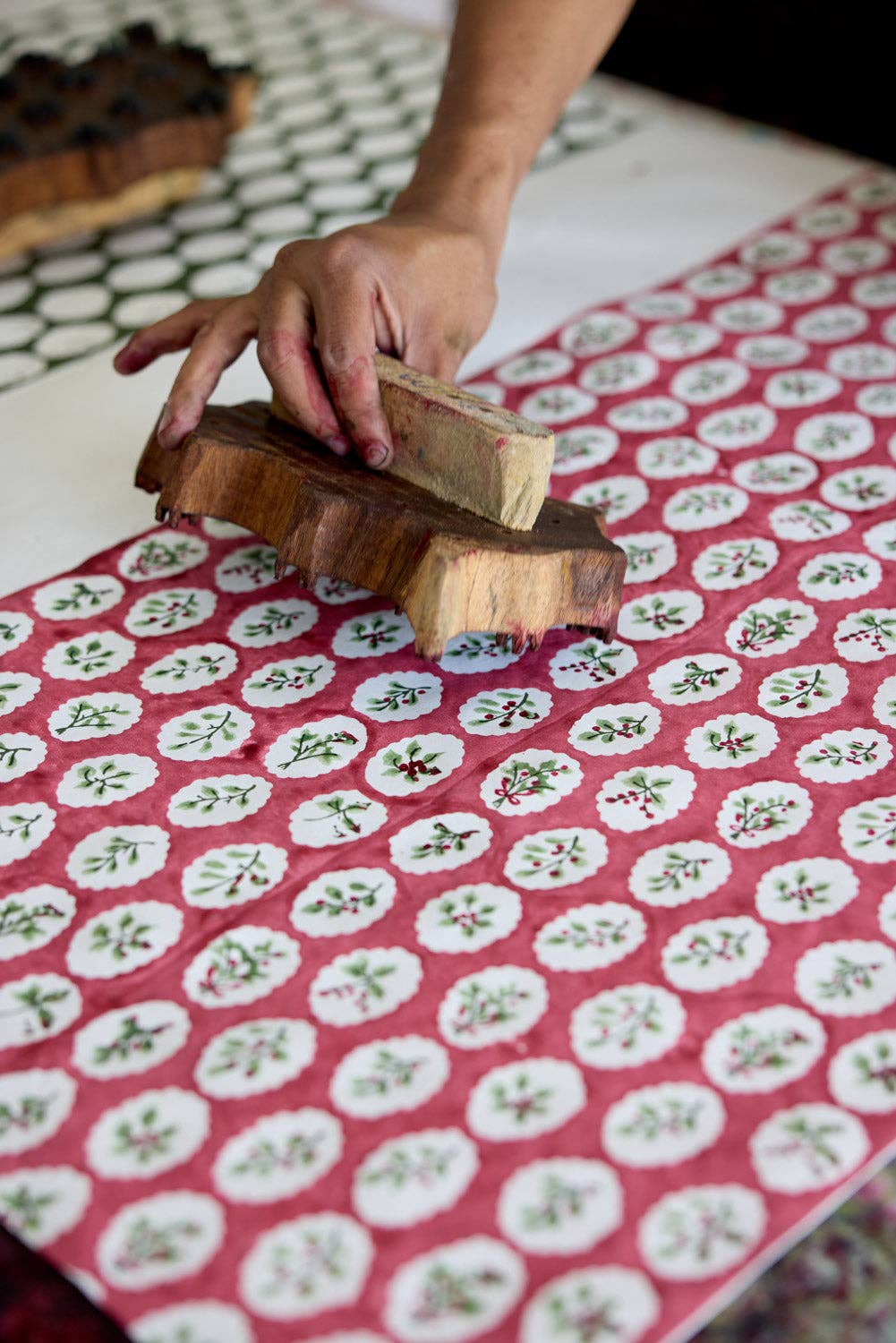 Block Printed Gift Bag - Scallop Tiles