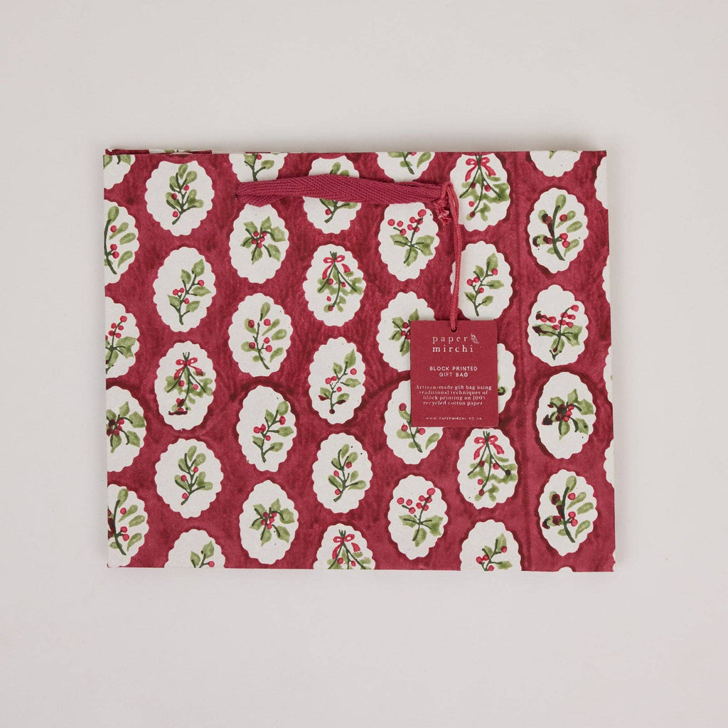 Block Printed Gift Bag - Scallop Tiles