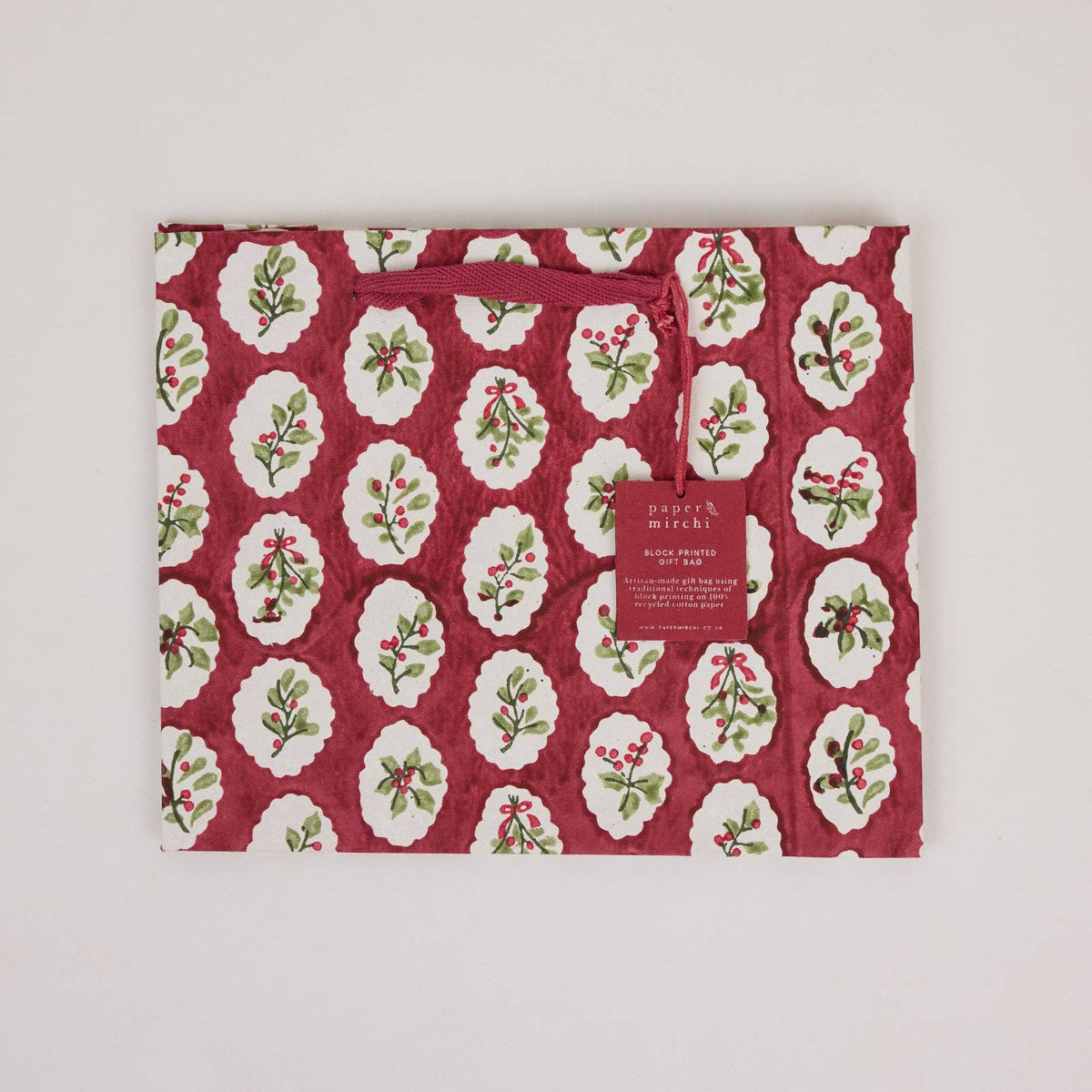 Block Printed Gift Bag - Scallop Tiles