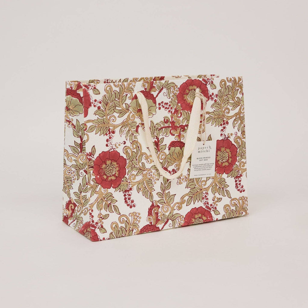 Block Printed Gift Bag - Wild Rose
