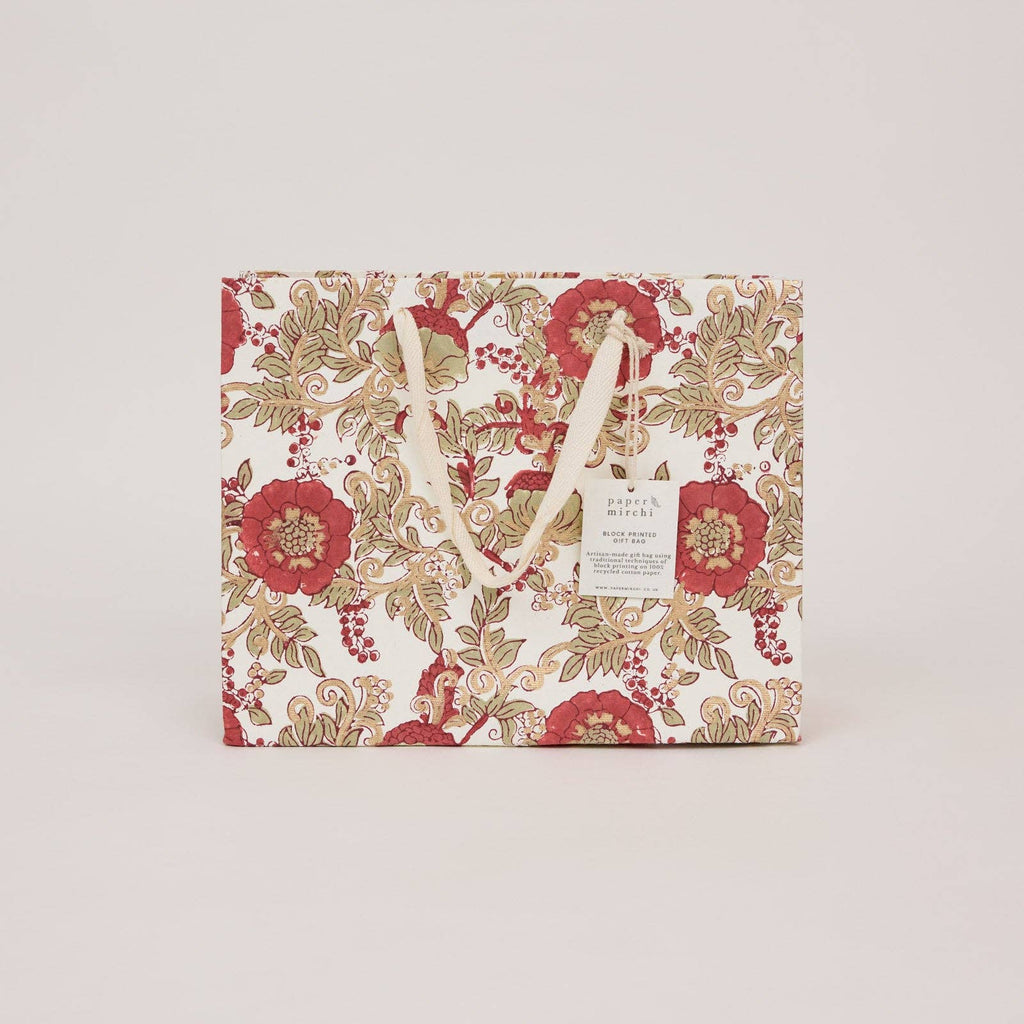 Block Printed Gift Bag - Wild Rose