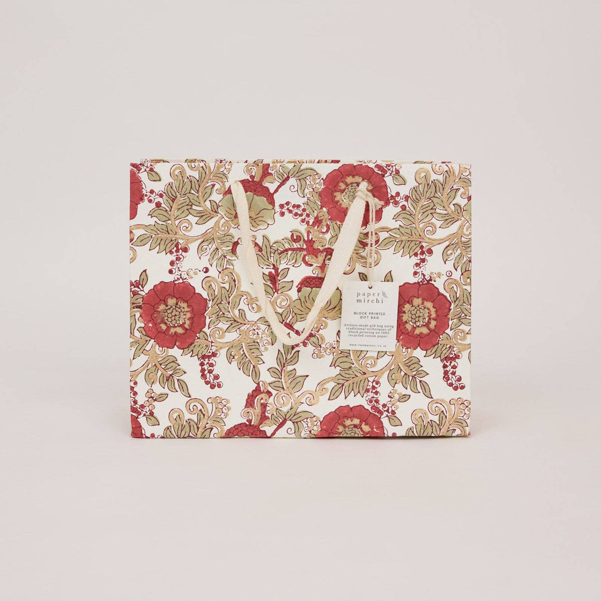 Block Printed Gift Bag - Wild Rose