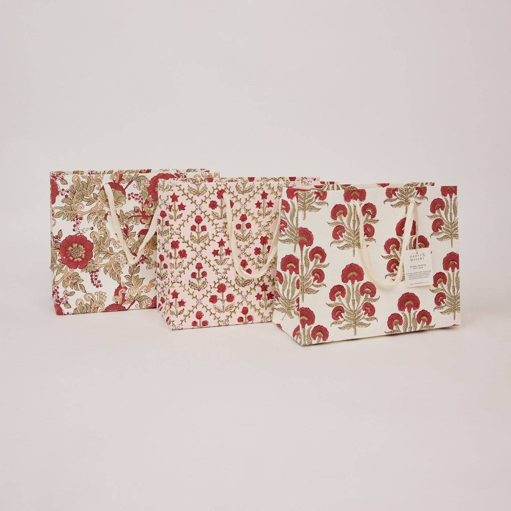 Block Printed Gift Bag - Wild Rose