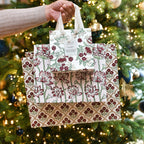 Block Printed Gift Bag - Lotus Cherry