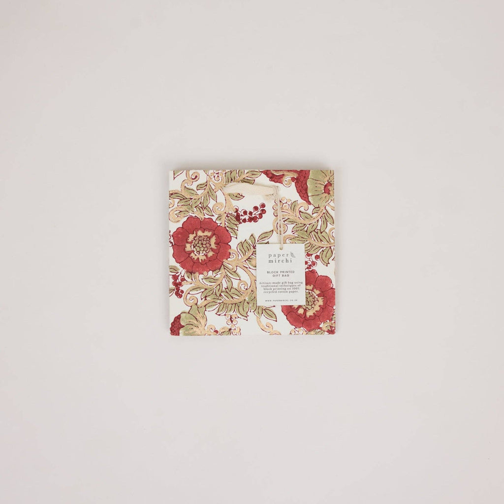 Block Printed Gift Bag - Wild Rose