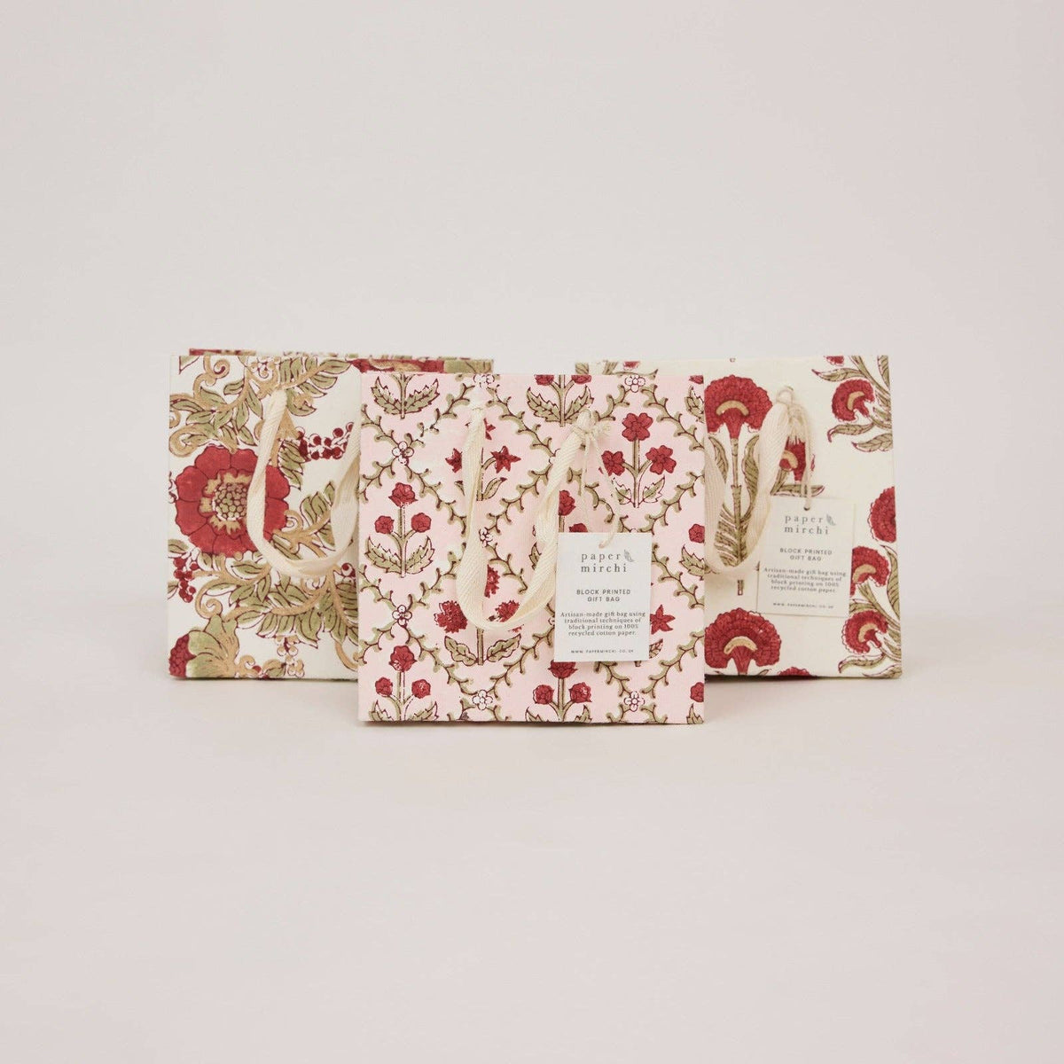 Block Printed Gift Bag - Wild Rose
