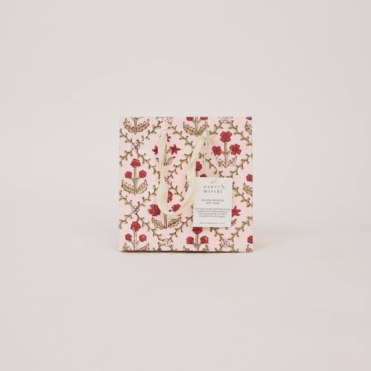 Block Printed Gift Bag - Floral Lattice
