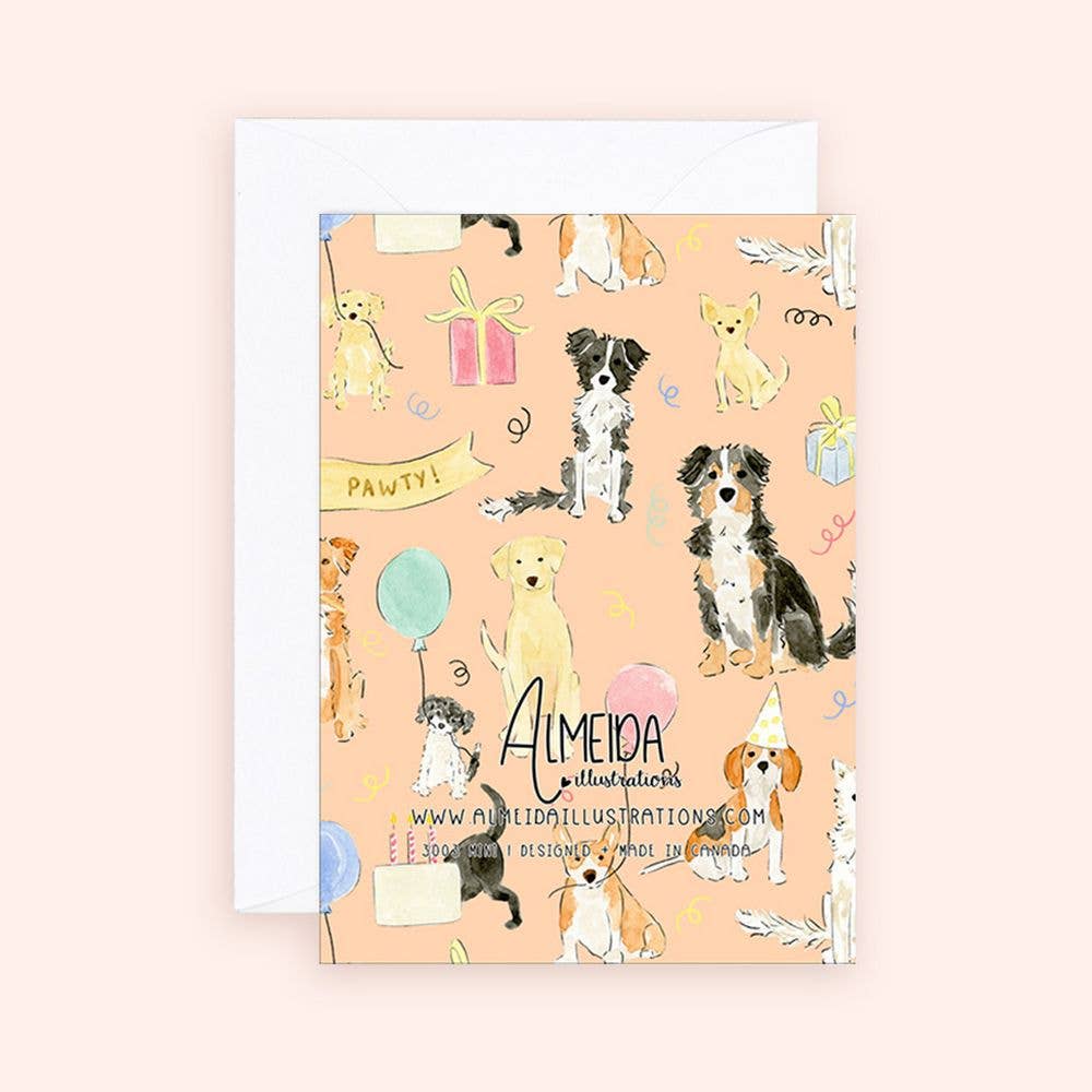 'Let's Pawty!' Mini Birthday Card