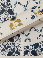 Four Floral Blue Botanical Luxury Gift Wrap Papers