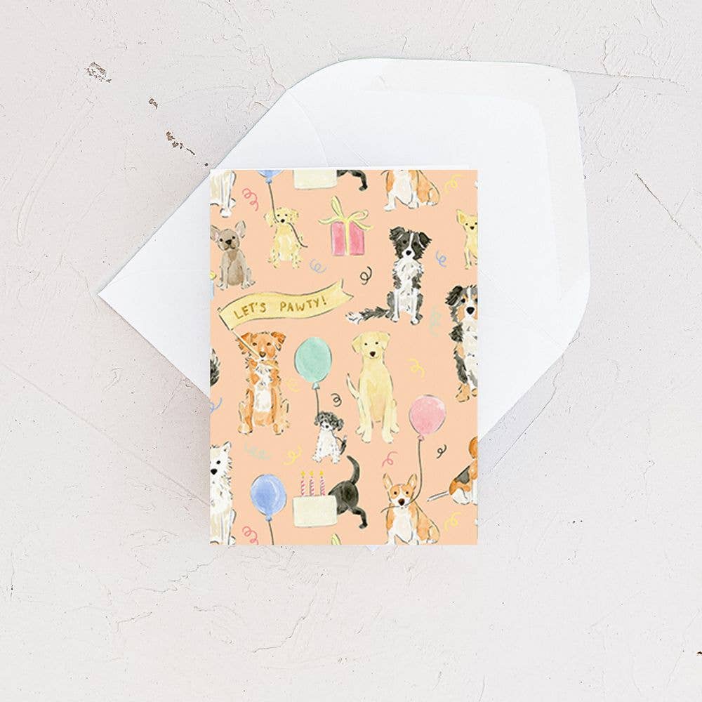 'Let's Pawty!' Mini Birthday Card