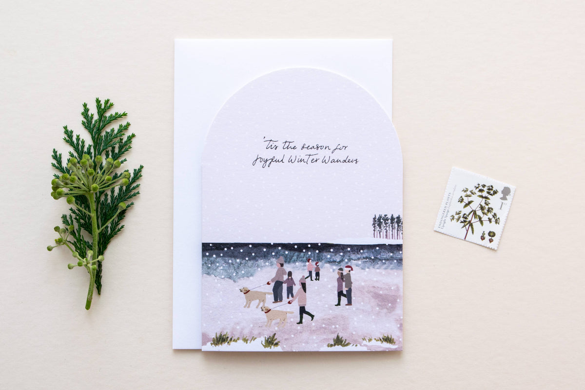 'Family Christmas Walks' Beach Christmas Card