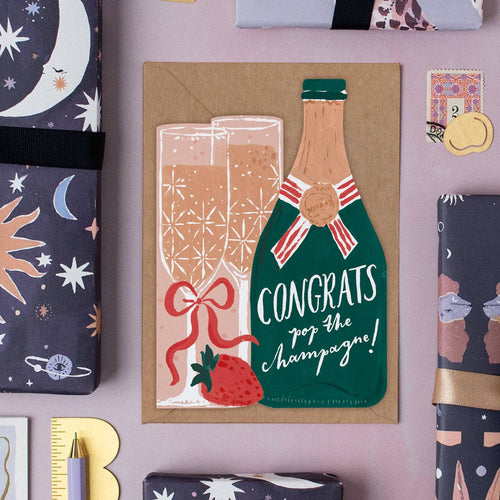Pop the Champagne Congratulations Card