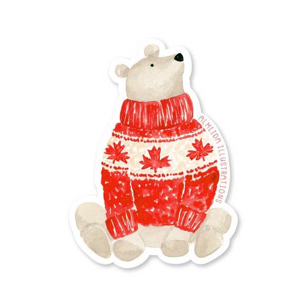 Maple Polar Bear Sticker