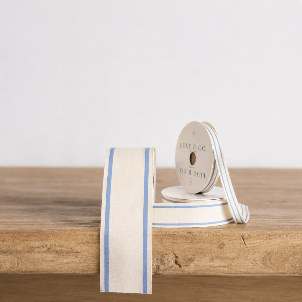 Baby Blue Stripe Woven Ribbon