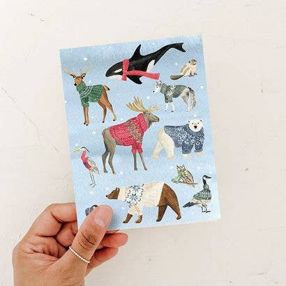 Winter Sweaters Card | Whimsical Animals