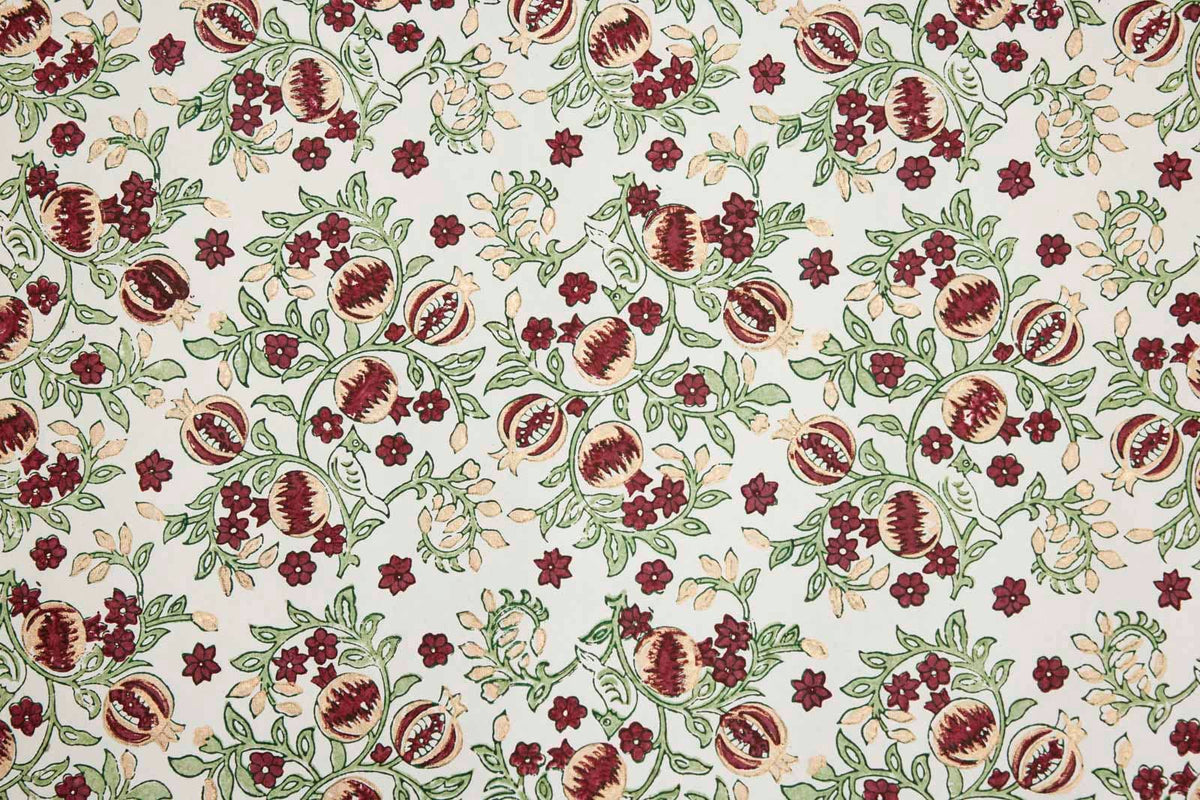 Block Printed Wrapping Paper Sheets - Pomegranate Cherry