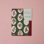 Block Printed Christmas Card - Holly Green