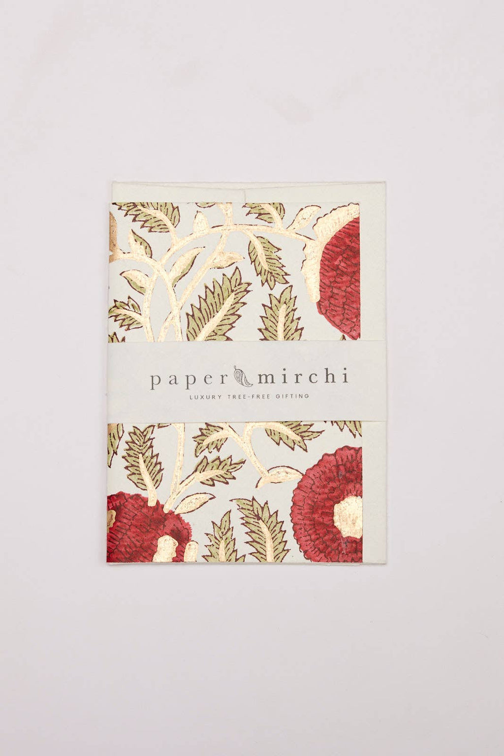 Block Printed Greeting Card - Marigold Glitz Scarlet